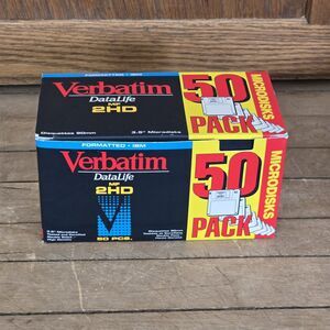 Vtg Verbatim DataLife 3.5 Floppy Disks MF 2HD IBM Formatted 50 Pack NOS 1.44MB